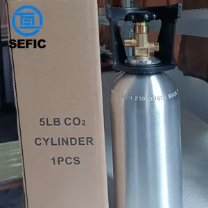 Hochwertiger nahtloser Aluminium-Klein-CO2-Tank Trinkgefäß mit QF-35C6 Cga320-Ventil 5-Pfund 8,9-Pfund 15-Pfund 20-Pfund Mini-Co2-Zylinder