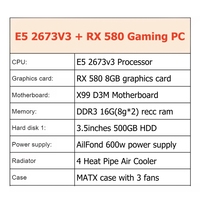 PC Gamer Económico XEON E5 2673V3 RX580 Completo, Equipo de Computación Personalizado, Ordenadores de Sobremesa Preensamblados al Por Mayor para Jugadores