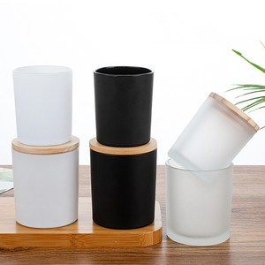 Récipient de bougie à large bouche <span class=keywords><strong>personnalisé</strong></span> pot de bougie en verre dépoli bougeoirs en verre - Product Image 1