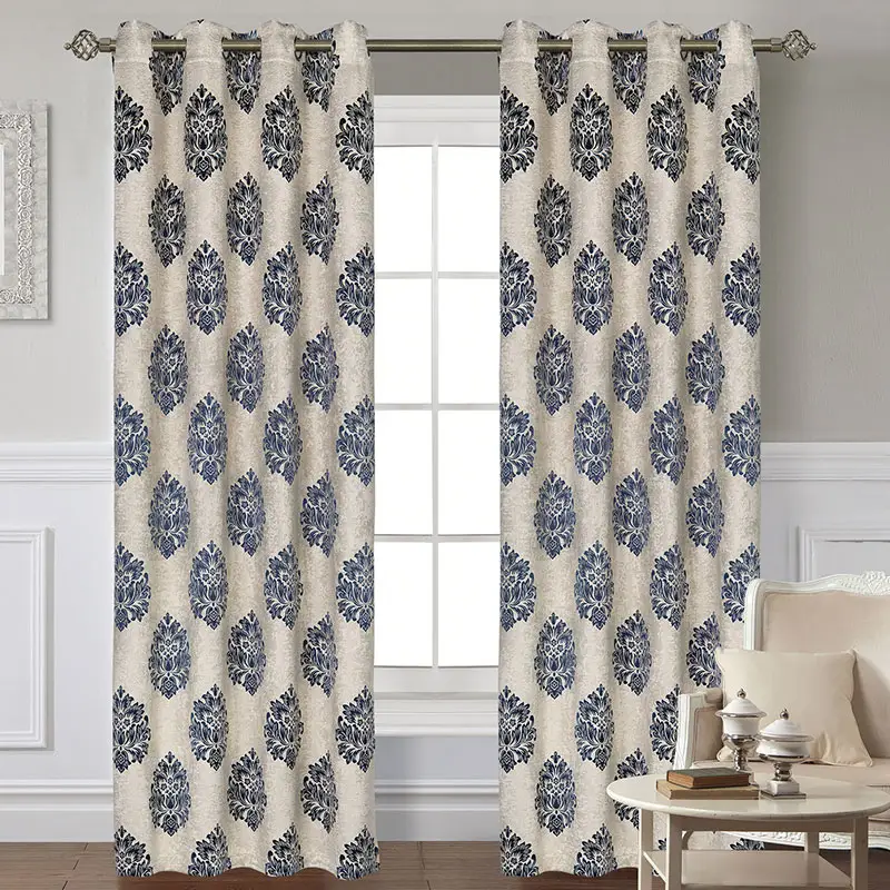 Manufacturing Cheap Blackout Jacquard Window Curtains, Polyester Fabric Curtain for the Living Room Window