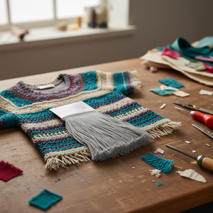 Frange in pile Ilan 15x200cm grigie per abbigliamento e artigianato - Product Image 3