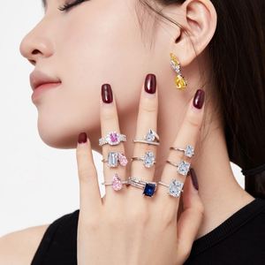 Dylam Stylish Simplicity Design S925 <b>Silver</b> Rhodium Plated Daily Dress up Bar Shape 5A Cubic Zirconia Promise Women <b>Rings</b> - Product Image 2