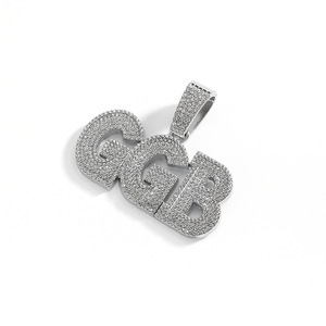 PD3028 Letras GGB Personalizable Bling Cursive Script Nombre Placa Colgantes Cadena <span class=keywords><strong>de</strong></span> eslabones Gargantilla Collar para bodas - Product Image 2