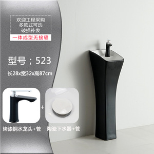 Lavabo Colonne Monobloc Moderne et Simple en Céramique à Poser au <span class=keywords><strong>Sol</strong></span> <span class=keywords><strong>pour</strong></span> Petits Appartements, Salles de Bain, Balcons et Mini-Laveries - Product Image 5