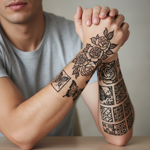 Pochoir de <span class=keywords><strong>tatouage</strong></span> <span class=keywords><strong>temporaire</strong></span> semi-permanent imprimé, motif ajouré, imperméable, longue durée, unisexe, personnalisable, pour corps entier - Product Image 6