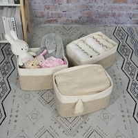 Panier de rangement tressé en corde de coton nordique grande capacité pour jouets, collations et articles divers de bureau