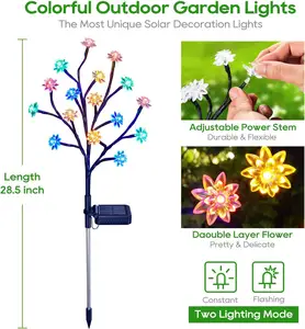 깜박이는 모드 Ip65 방수 여러 가지 빛깔의 태양 광 조명 연꽃 태양 광 정원 조명 야외 장식
