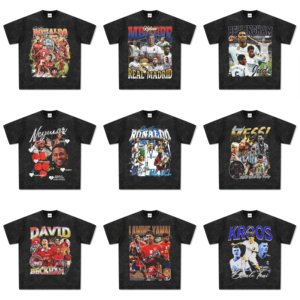 T-shirt Casual in Cotone con Stampa Vintage di <span class=keywords><strong>Cristiano</strong></span> <span class=keywords><strong>Ronaldo</strong></span>, Neymar, Mbappé e Yamal, Traspirante - Product Image 1