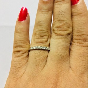 14K แหวนแต่งงานเก้าเพชรเพชรธรรมชาติสีทองทึบ - Product Image 4