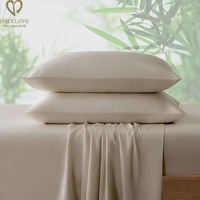 Draps de lit plats en bambou de haute qualité, toucher doux, couleur unie, taille King, pour l'été, fabriqués en Chine