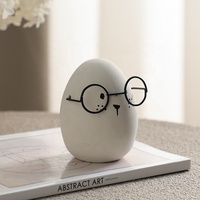 Figurine d'œuf portant des lunettes, sculpture en ciment blanc et fer, style nordique minimaliste, pour décoration intérieure de salon, unique