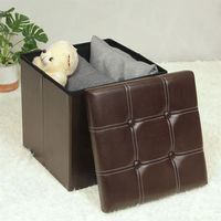 BAILEY multifonctionnel pliant pouf de rangement en cuir tissu coffre de rangement pouf pouf tabouret à pied unique pour salon
