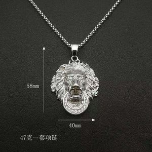 yunnique Lion Head Pendant Necklace Stainless Steel Gold Plated Rhinestone Unisex Party Jewelry - Product Image 5