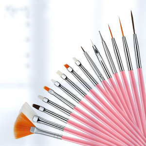 Lot de 15 pinceaux fins en nylon pour nail art, brosses à rayures en plastique acrylique pour dessin de lignes et peinture au gel - Product Image 1
