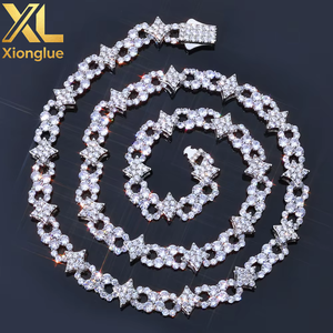 Hip Hop Fine Jewelry Necklace Spring Lock Clasp Iced Out Zircon Four Pointed Star Infinite Symbol Design Brass Link <b>Chain</b> - Product Image 2