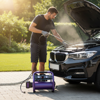 Compresseur d'air portable sans balais au lithium 21V, 7,5 bars, réservoir de 9L, 25L/min, 2880 tr/min, modèle compact