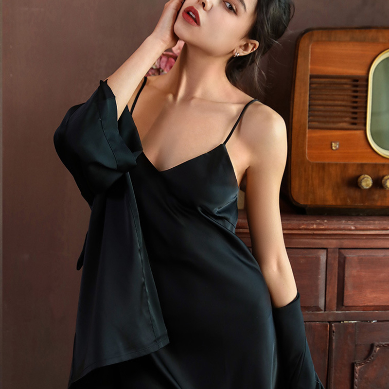 Лидер продаж, шелковый халат для женщин и мужчин, одежда для сна, пижамный комплект, банный Халат