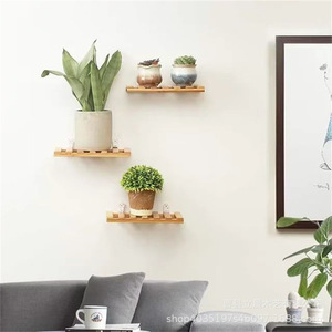 Wall Mounted Wooden <b>Shelf</b> Rectangle Durable Storage <b>Rack</b> For Home Office Bathroom Plant Display - Product Image 1