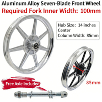 Vélo électrique avec pneus 14x2.125, freins à disque, roues avant à 6 trous, roues en alliage d'aluminium intégrées de 14 pouces pour vélo électrique