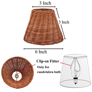 Handmade Rattan Cone Lamp Shade Rustic Style Eco Friendly Lamp Accessory For Desk <b>Bedside</b> <b>Wall</b> <b>Lighting</b> Decor - Product Image 2
