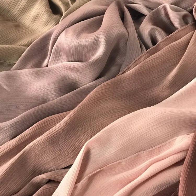 100 % reiner luxuriöser koreanischer leichtgewicht abaya material weiches seidiges polyester indonesien crepe de china seide muslimischer poly-crepe-stoff