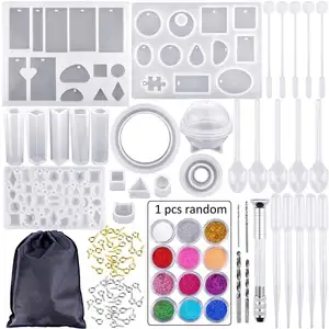 83Pcs Pendant Silicone Casting Molds Tools Set with Storage Bag ScrewTwist Drill for Craft Jewelry Necklace Bracelet Making