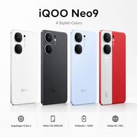 Téléphone mobile iQOO Neo9 5G, puce de jeu Snapdragon 8 Gen2, écran AMOLED 144Hz 1.5K, charge rapide 120W, appareil photo OIS, débloqué pour le marché mondial