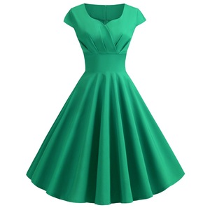 Robe d'été pour femmes, style Hepburn vintage, rockabilly, <span class=keywords><strong>pin</strong></span>-<span class=keywords><strong>up</strong></span>, robe décontractée rétro élégante, robe de soirée midi, robe d'été - Product Image 4