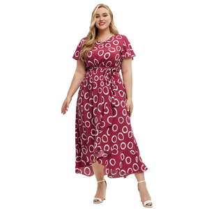 Abito Estivo da Donna Plus Size Personalizzato, Scollo a V, Maniche Corte, Fantasia a Pois, Ampia Gonna, <span class=keywords><strong>Taglie</strong></span> <span class=keywords><strong>Forti</strong></span> - Product Image 6