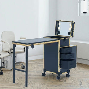 Mesa de Manicura <span class=keywords><strong>Negra</strong></span> con Marco Dorado, Muebles de Salón de Manicura, Mesa de Manicura <span class=keywords><strong>Negra</strong></span> con Marco Dorado - Product Image 6