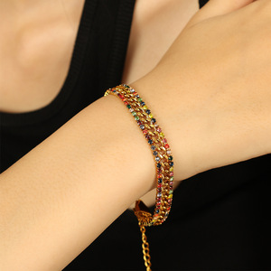 Pulsera de circonita de acero y titanio de estilo europeo americano para mujer, joyería de fiesta con diseño geométrico - Product Image 4