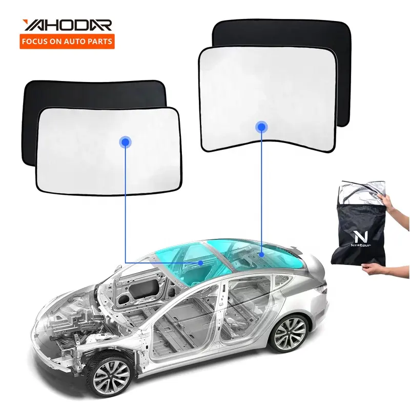 Interior Accessories 4Pcs Front and Rear Roof Half Skylight Sunshade Protector for Tesla Model 3
