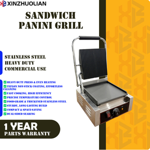 Presse à sandwich électrique professionnelle en acier inoxydable 110/220V 1.8KW certifiée CE, gril panini à contact, plaque simple - Product Image 3