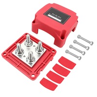 400A 48VDC Bloque de terminales de barra colectora modular dual Bloque de distribución de batería de perno M8/M10 de cobre de 4 vías para uso automotriz