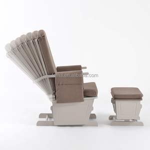 Silla mecedora de madera de respaldo alto y bajo costo para habitación infantil con reposapiés - Product Image 2