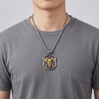 Pendentif Hache Viking Collier Acier Titane Homme Nordique Guerrier Bijoux Gros Poli Retro Cadeau Anniversaire Personnalise