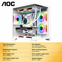 Casing PC AOC Black Full View Server MicroATX Full Tower 340x270x370mm dengan Dukungan 7x120mm Kipas, Mendukung ATX PSU 160mm Maksimal