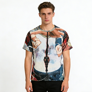 T-shirt <span class=keywords><strong>Anime</strong></span> in Tessuto Jacquard, Abbigliamento Streetwear, Coperta Tessuta, T-shirt Casual - Product Image 3