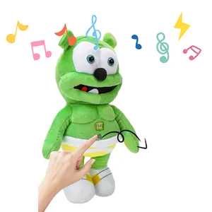 Oso de goma de peluche verde de gran venta, juguetes con música, luz Led, disfraz de oso de goma, juguetes personalizados