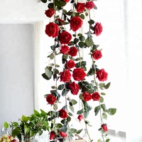 Vente en gros de plantes artificielles pour la décoration de la maison et les mariages, vigne de roses artificielles de 1,8 mètre.