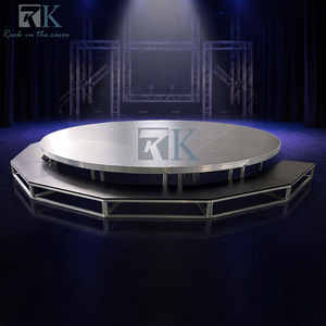 Escenario portátil redondo de aleación de aluminio 6061-T6 con plataforma de superficie de madera contrachapada antideslizante - Product Image 1