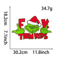 Grandes écussons thermocollants en chenille pailletée Grinch de Noël, broderies et appliques pour vêtements et sweats à capuche, motif arbre de Noël et thème festif