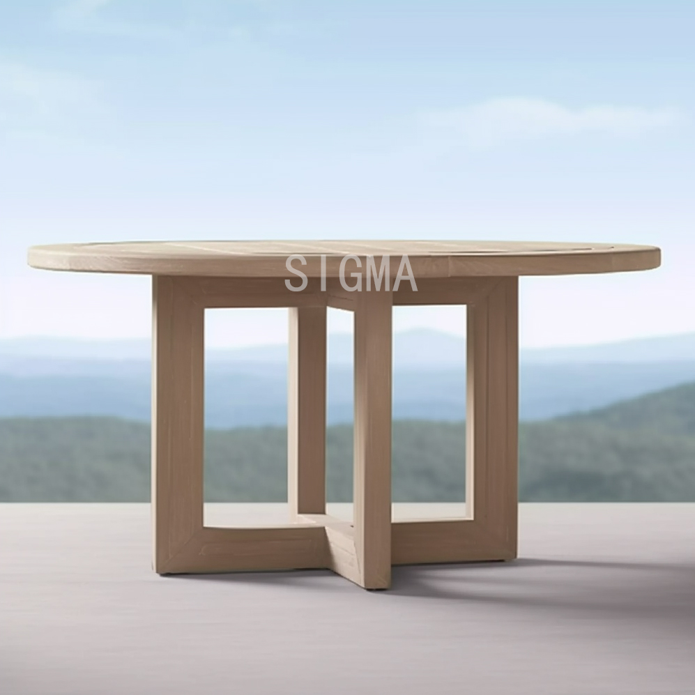 Hot Sales Outdoor Table Set Teak Wood Round Table Garden Furniture Dining Set