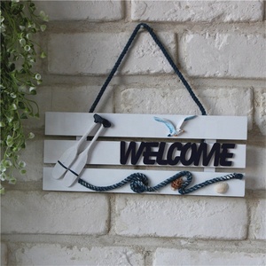Panneau de bienvenue mural en bois de Style méditerranéen, décoration de plage nautique, artisanat suspendu pour porte de <span class=keywords><strong>jardin</strong></span> - Product Image 4