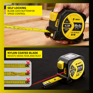 Ruban à mesurer laser <span class=keywords><strong>2</strong></span> en 1 SMMT, écran LCD, unités In/Ft/<span class=keywords><strong>M</strong></span>, mesure linéaire/aire/volume/Pythagore pour différents scénarios - Product Image 5