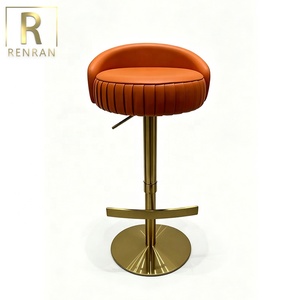 Sgabello da Bar Regolabile in Altezza, Rivestito in Velluto Rosso, Base in Acciaio Inox, Girevole con Poggiapiedi, Design Moderno per Uso Commerciale - Product Image 4