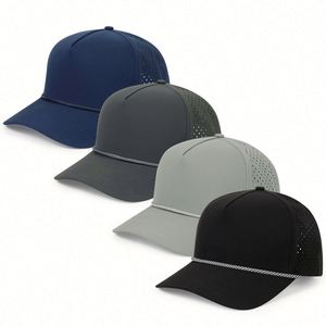 Wholesale High Quality <b>Waterproof</b> Laser Cut Hole Perforated Dad <b>Hat</b> With Custom Logo Baseball Caps With Rope - Product Image 1