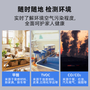 Moniteur de qualité de l'air intérieur avec écran LED, détecteur de CO, CO2, HCHO, TVOC, pour usage domestique - Product Image 4
