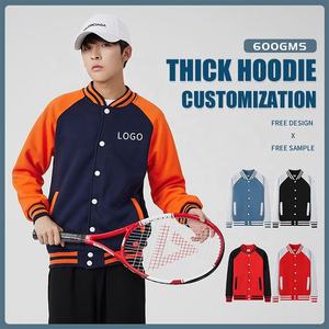 Vestes pour hommes en coton biologique sain Uniforme de baseball Vestes en molleton de couleur assortie décontractées - Product Image 4