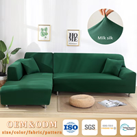 Housse de canapé d'angle en forme de L, style classique, en soie glacée brossée, extensible, 100 % polyester, couleur personnalisable, pour l'exportation
